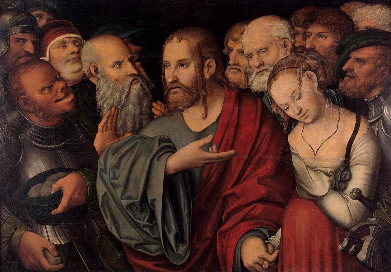 Lucas_Cranach_d._J._-_Christ_and_the_Woman_Taken_in_Adultery_-_WGA05733